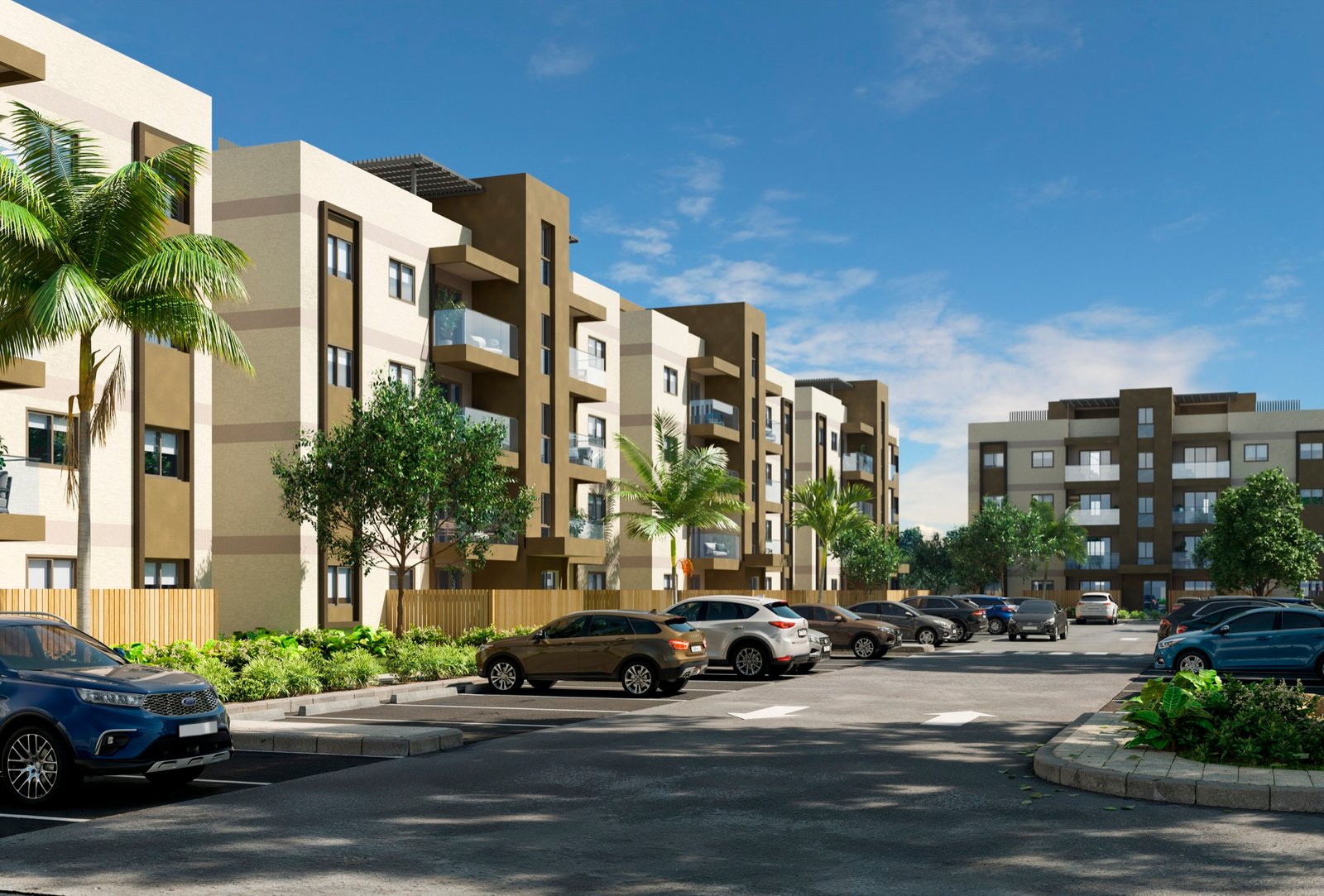 Parqueos del residencial Riviera con espacio para hasta 2 vehículos por apartamento